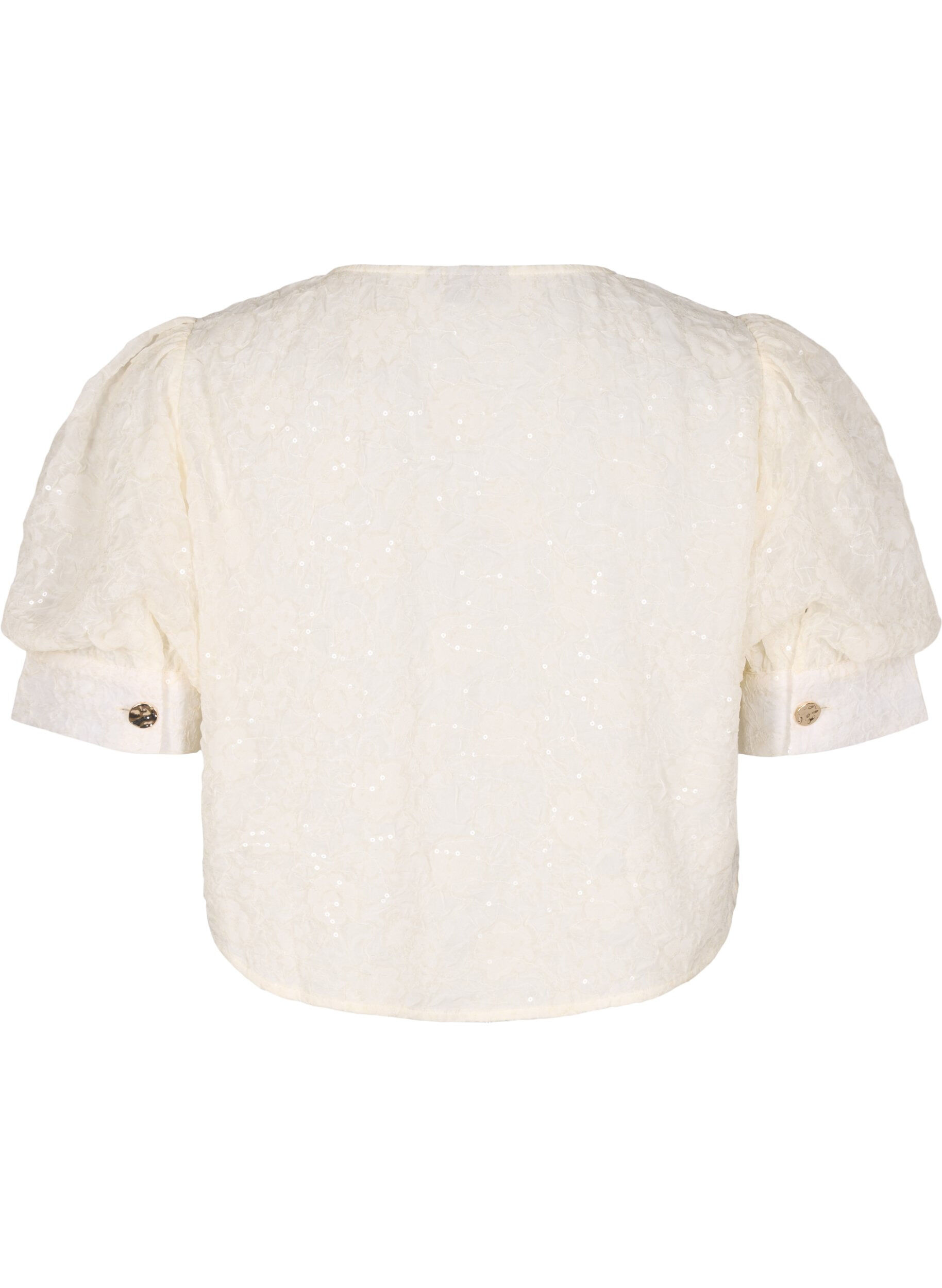 Zizzifashion Party blouse with sequins and 1/2 sleeves, Vanilla, Packshot image number 1
