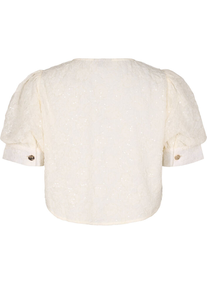 Party blouse with sequins and 1/2 sleeves, Vanilla, Packshot image number 1