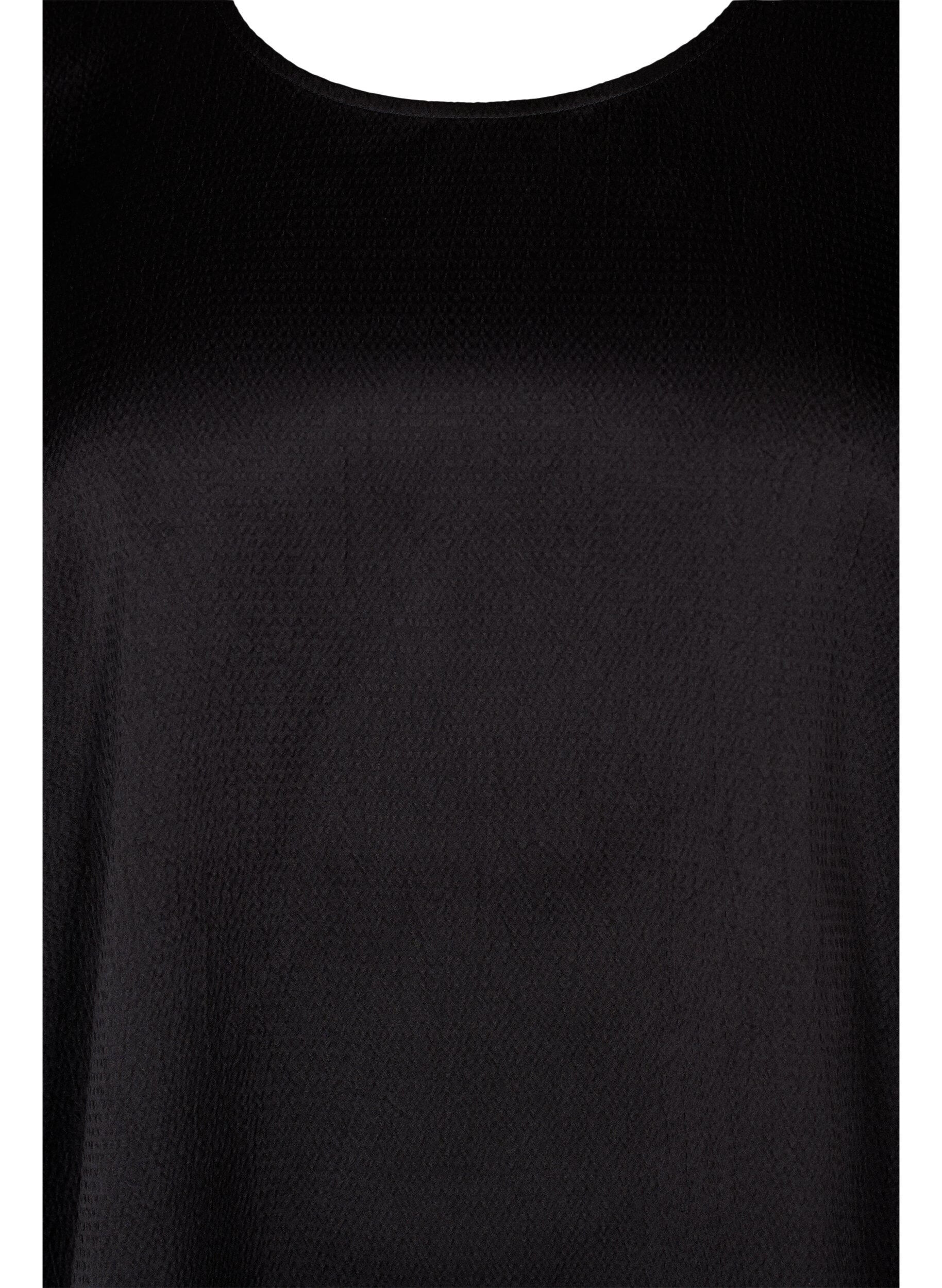 Zizzifashion Long sleeved blouse with round neck, Black, Packshot image number 2