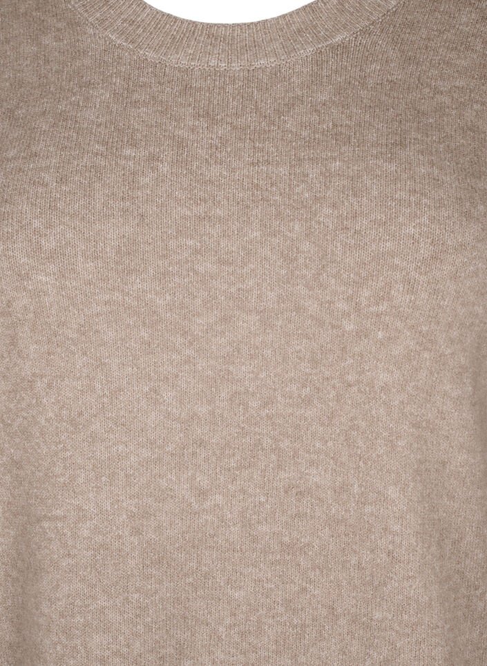 Knitted dress with a round neck and slit, Desert Taupe Mel., Packshot image number 2