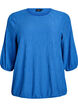 Blouse with texture and 3/4 sleeves, Blue, Packshot image number 0