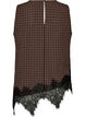 Checked top with asymmetric lace trim, Brown, Packshot image number 1