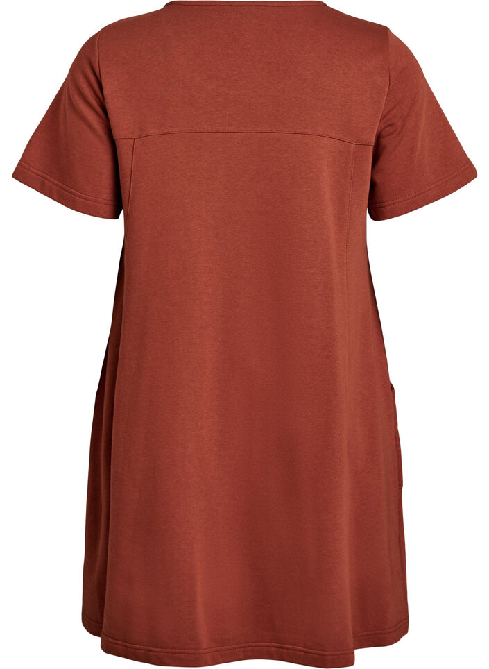 Jersey dress with short sleeves and pockets, Red, Packshot image number 1
