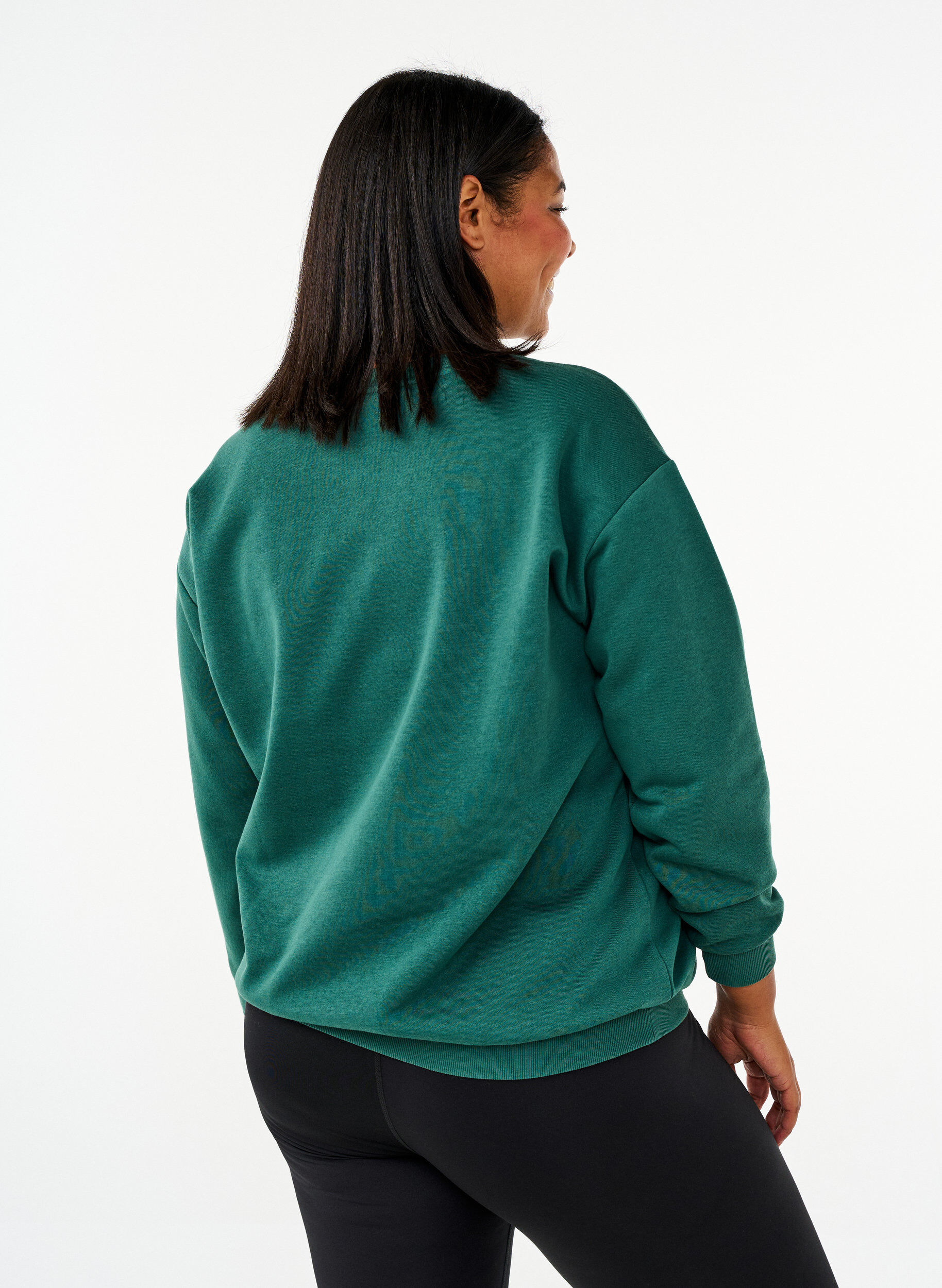 Zizzifashion Sweatshirt with terry text, Green, Model image number 2