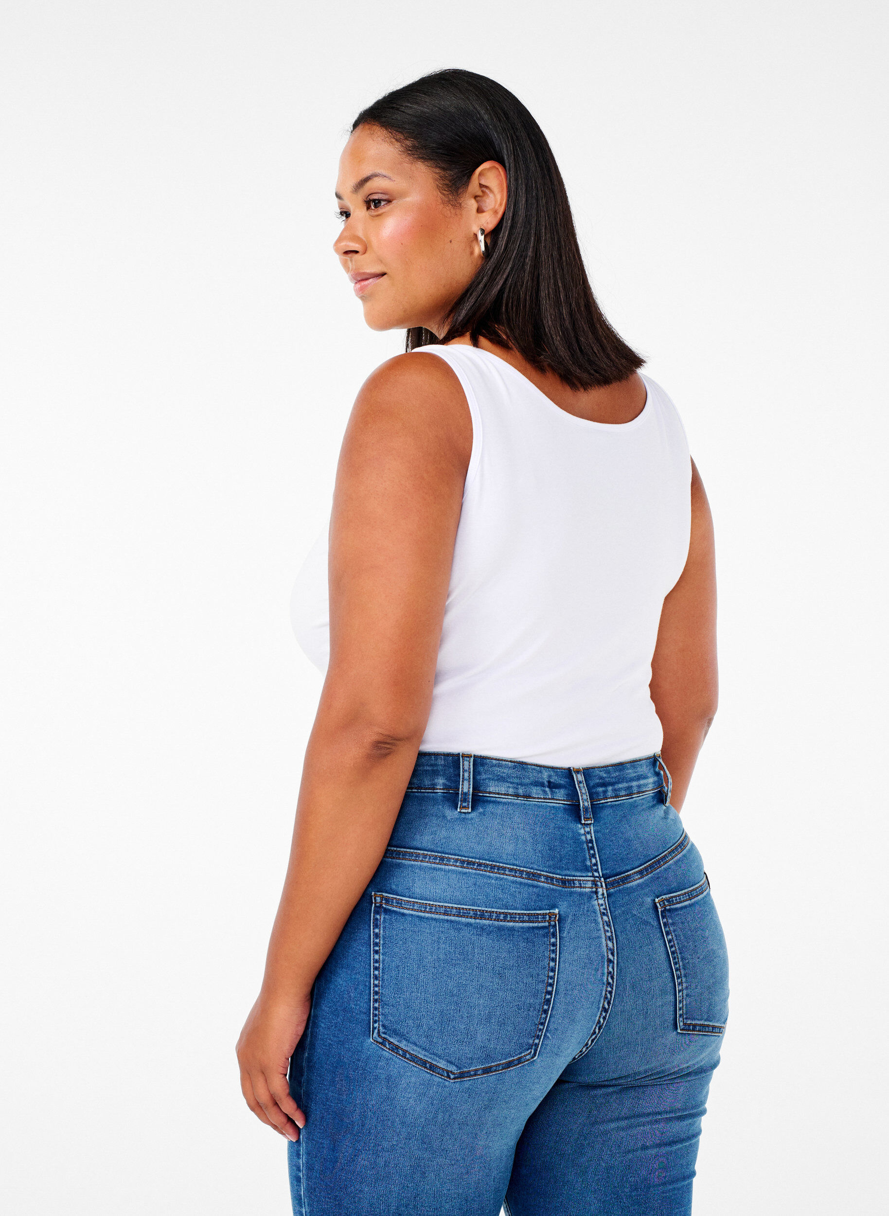 Zizzifashion Cotton basic top, White, Model image number 2