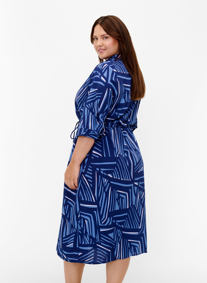 FLASH - Shirt dress with print, Medieval Blue AOP, Model image number 1