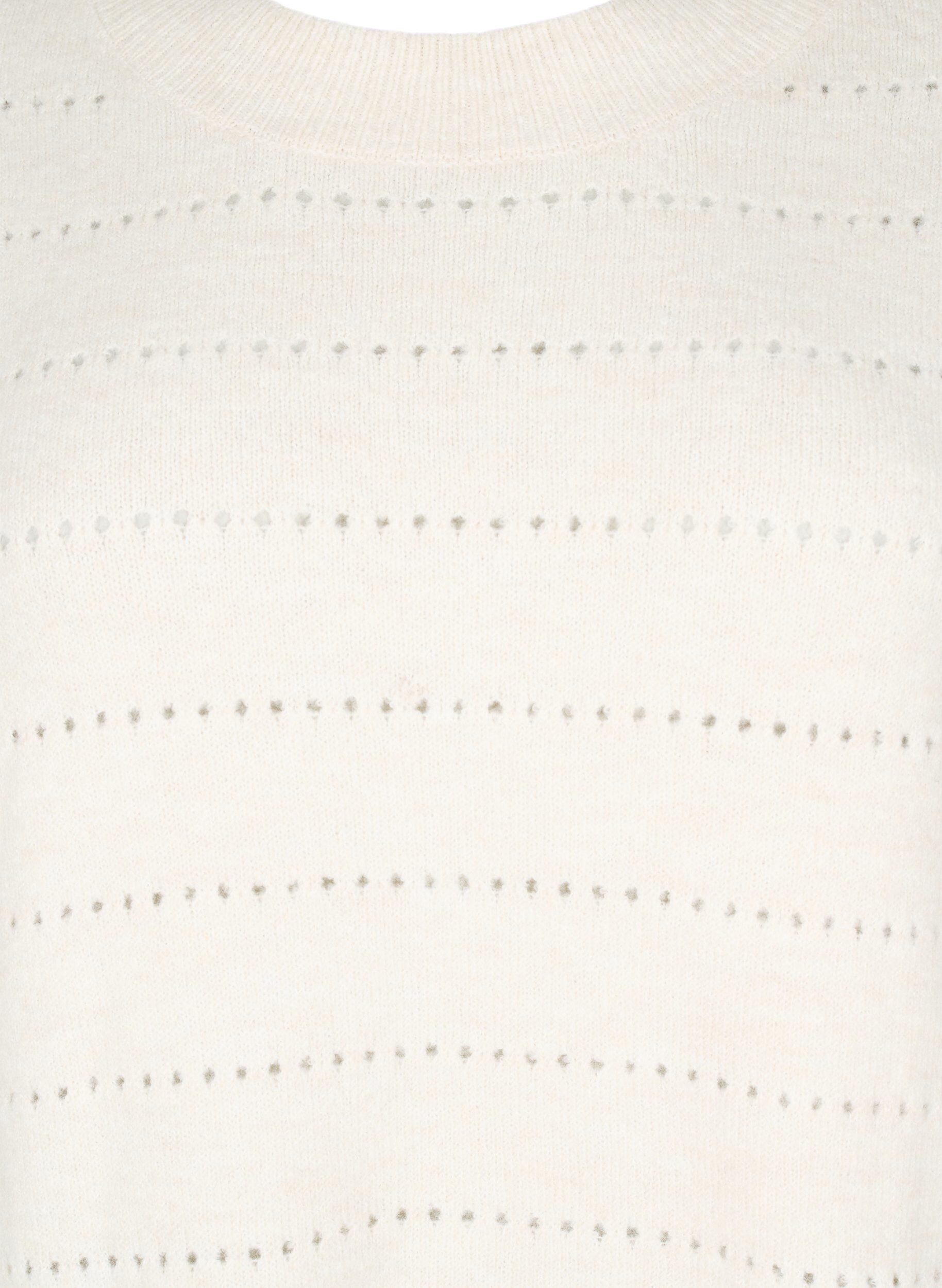 Zizzifashion Knitted blouse with round neck and lace pattern, Birch Mel., Packshot image number 2