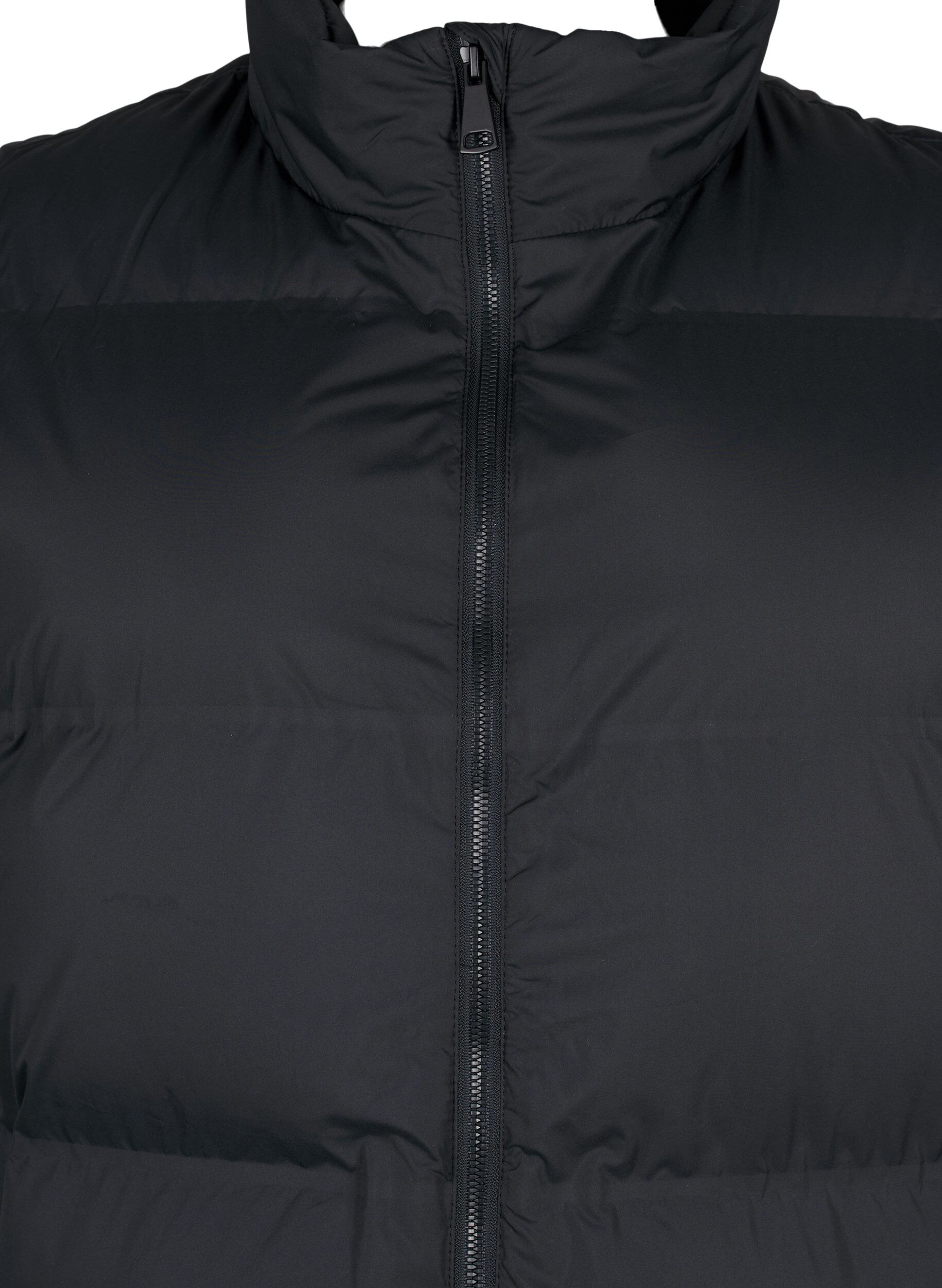 Zizzifashion Long vest with pockets and two-way zipper, Black, Packshot image number 2