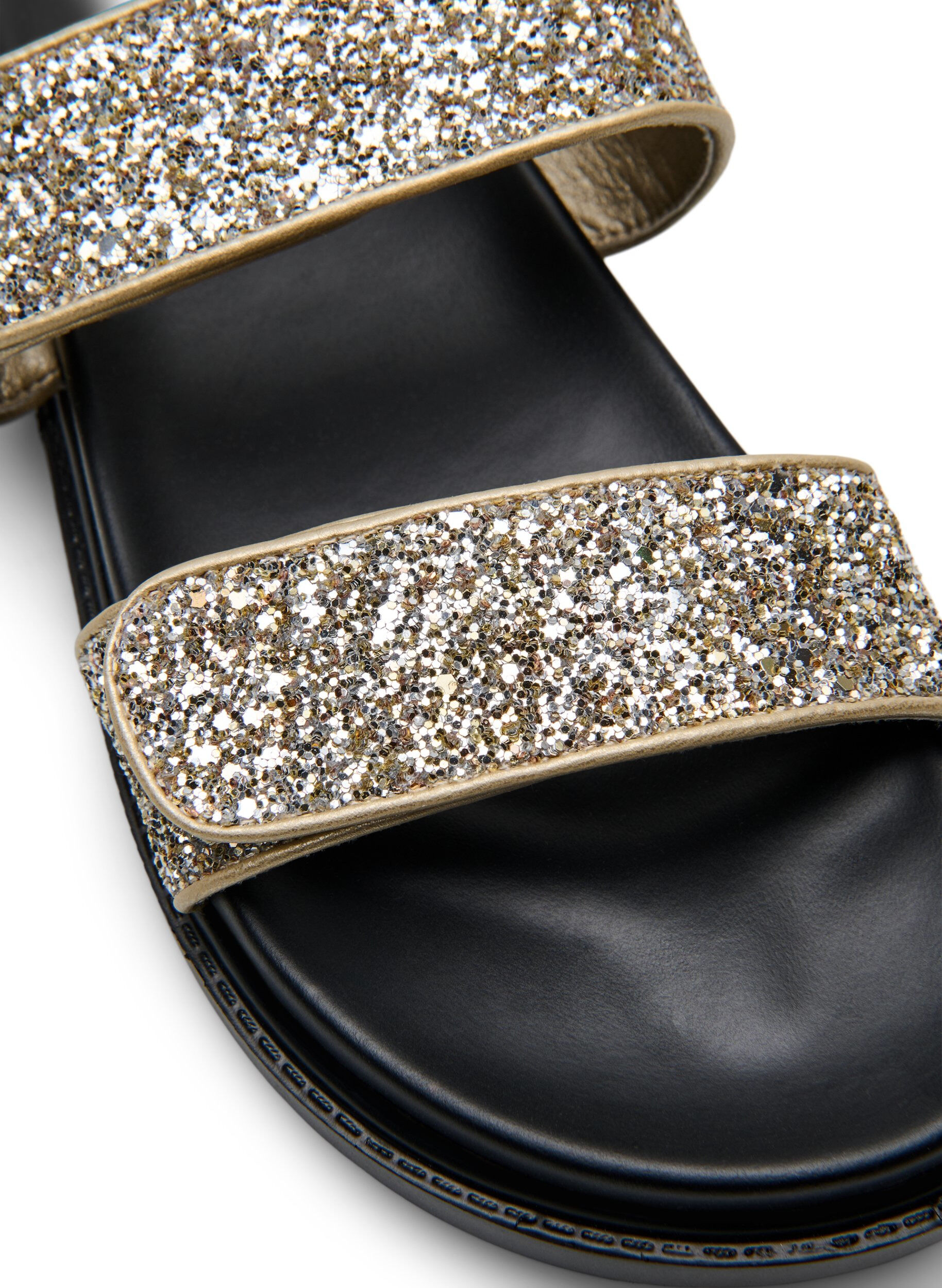 Zizzifashion Wide fit - Glitter sandal with Velcro closure, Gold, Packshot image number 3