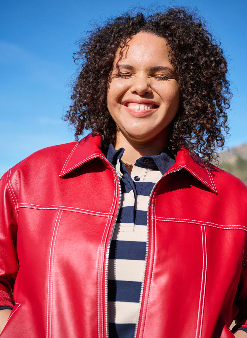 Faux leather bomber jacket, Rhythmic Red, Image image number 0