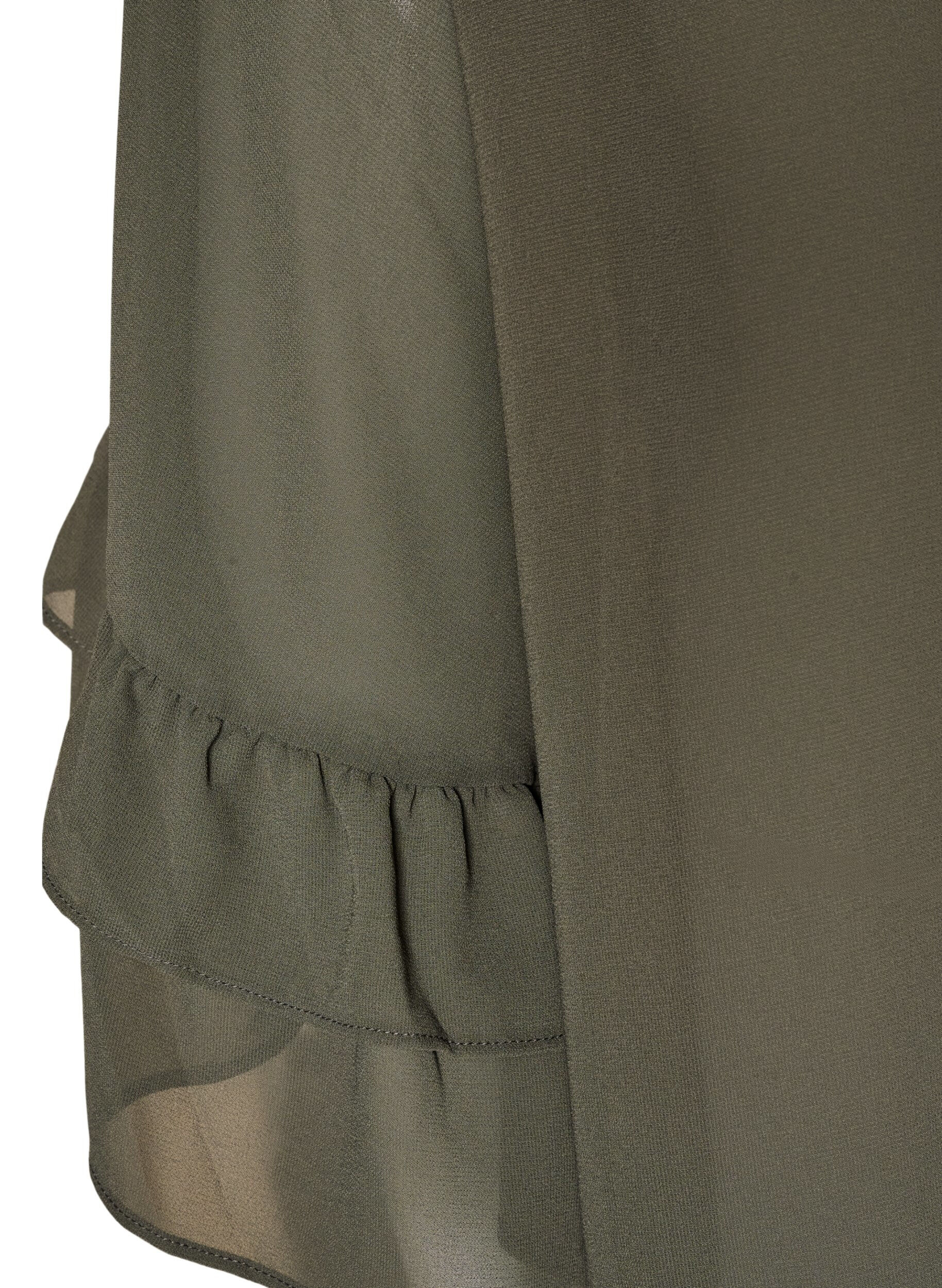 ZizzifashionBlouse with ribbon tie and ruffle details, Dark Grey, Packshot image number 3