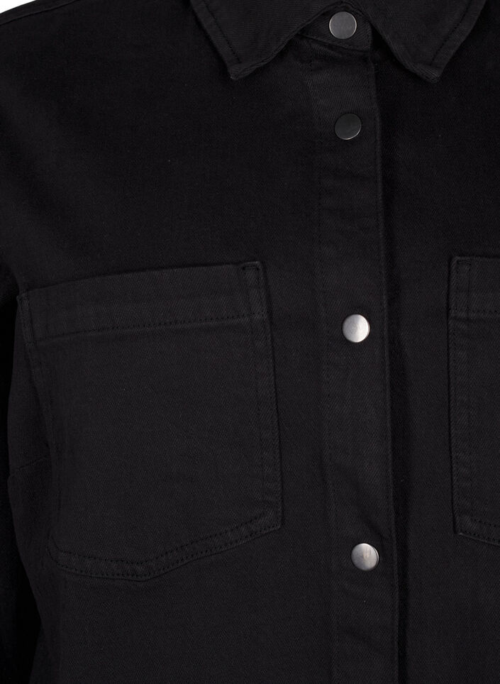 Denim shirt with buttons and chest pockets, Black, Packshot image number 2