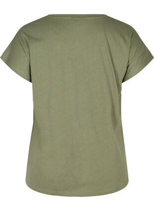 Cotton t-shirt with buttons, Thyme, Packshot image number 1