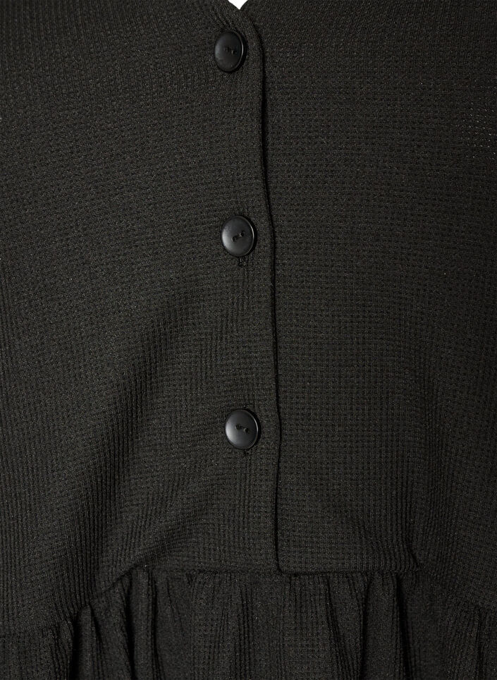 Dress with a ribbed texture and an empire line, Black, Packshot image number 2