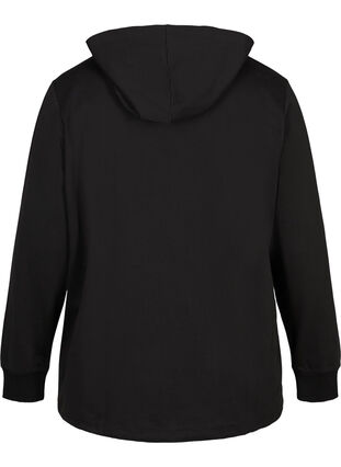 Sweatshirt with hood and adjustable bottom hem, Black, Packshot image number 1