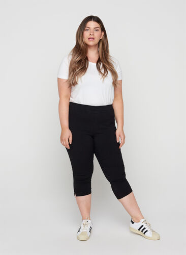 Close-fitting cropped trousers, Black, Model image number 0