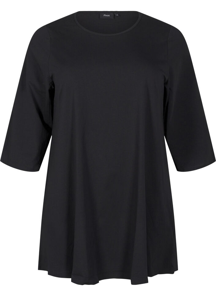A-shape tunic with 3/4 sleeves, Black, Packshot image number 0