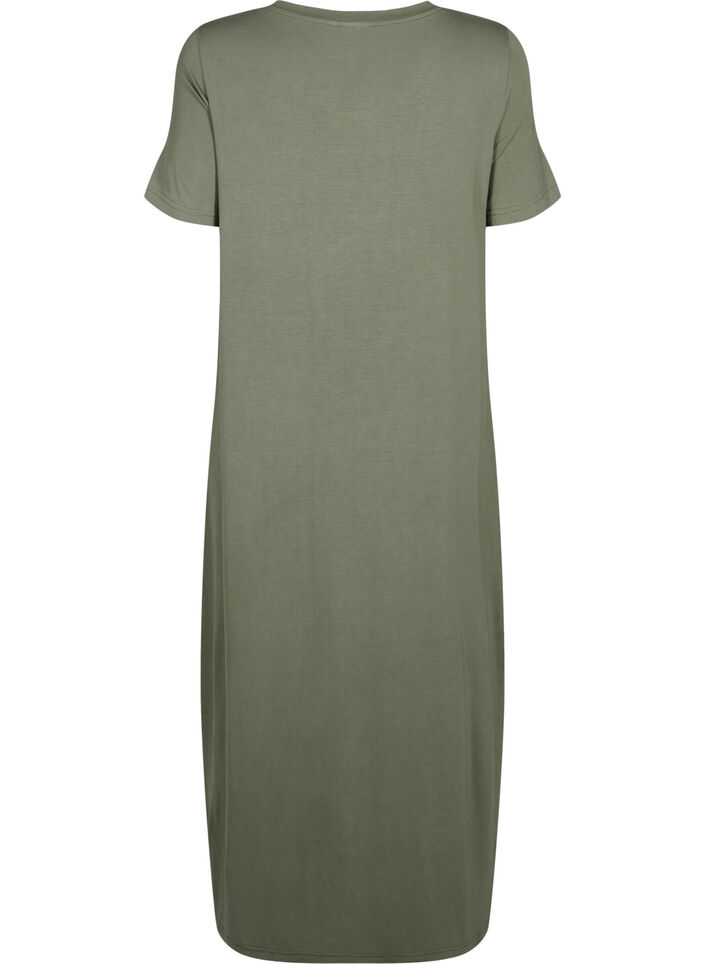 Viscose midi dress with short sleeves, Thyme, Packshot image number 1