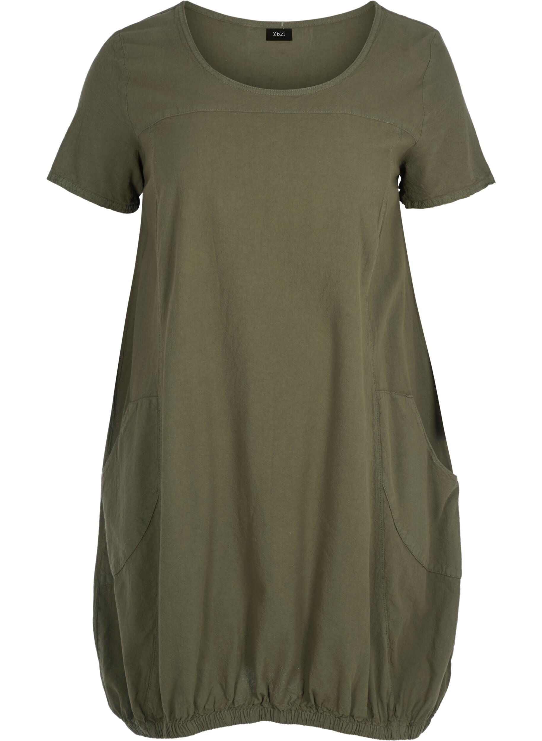 Zizzifashion Short-sleeved cotton dress, Green, Packshot image number 0
