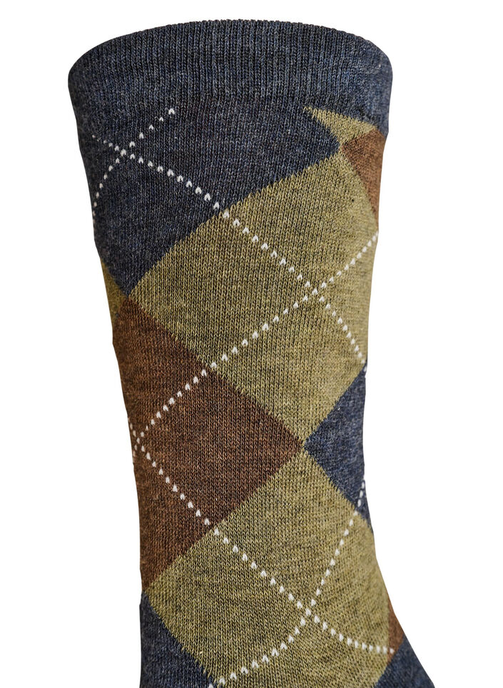 2-pack of harlequin pattern socks, Brown, Packshot image number 3
