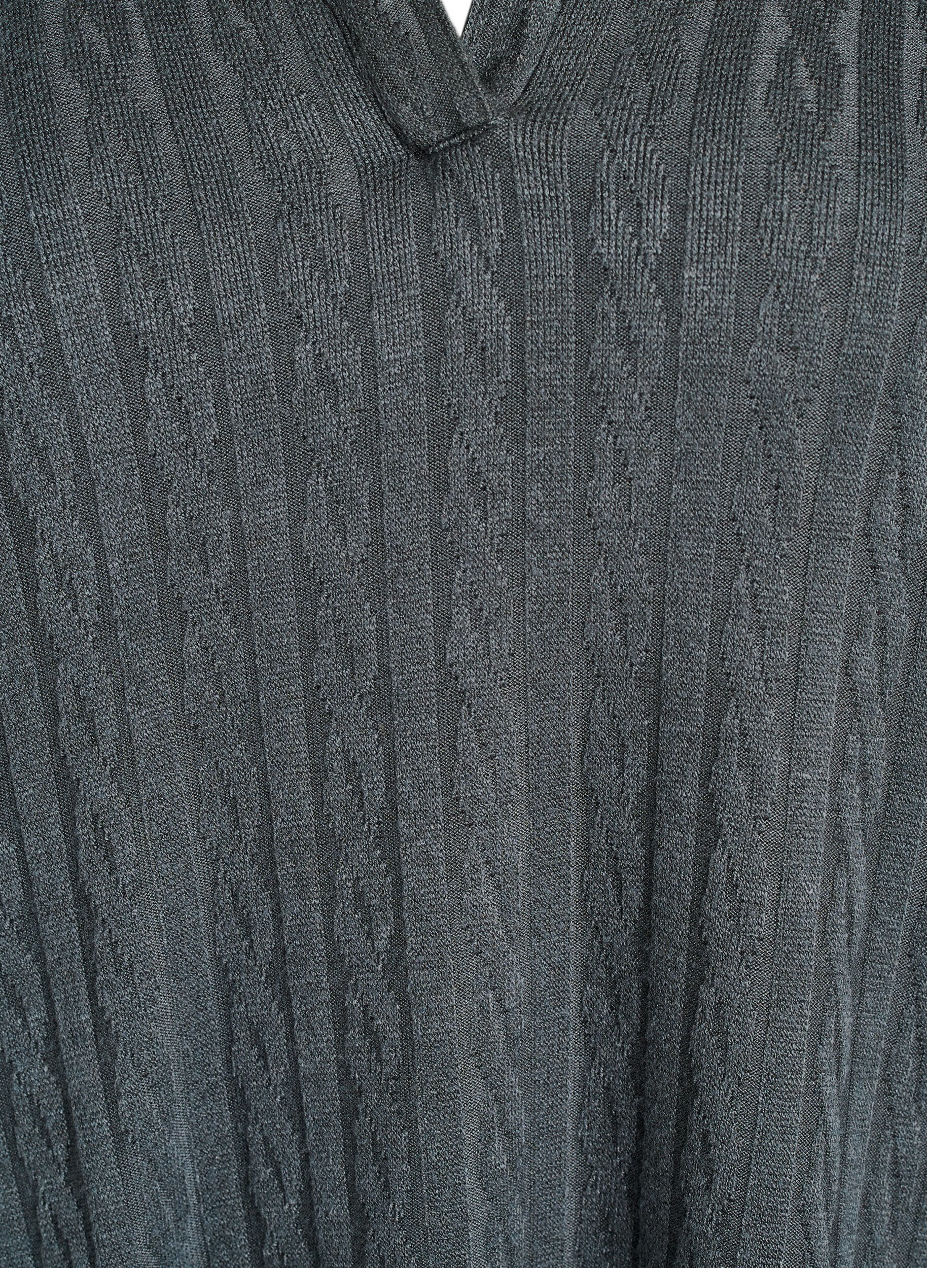 Zizzifashion Jersey blouse with collar and cable pattern, Green, Packshot image number 2