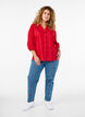Cotton shirt blouse with a v-neck, Red, Model image number 1