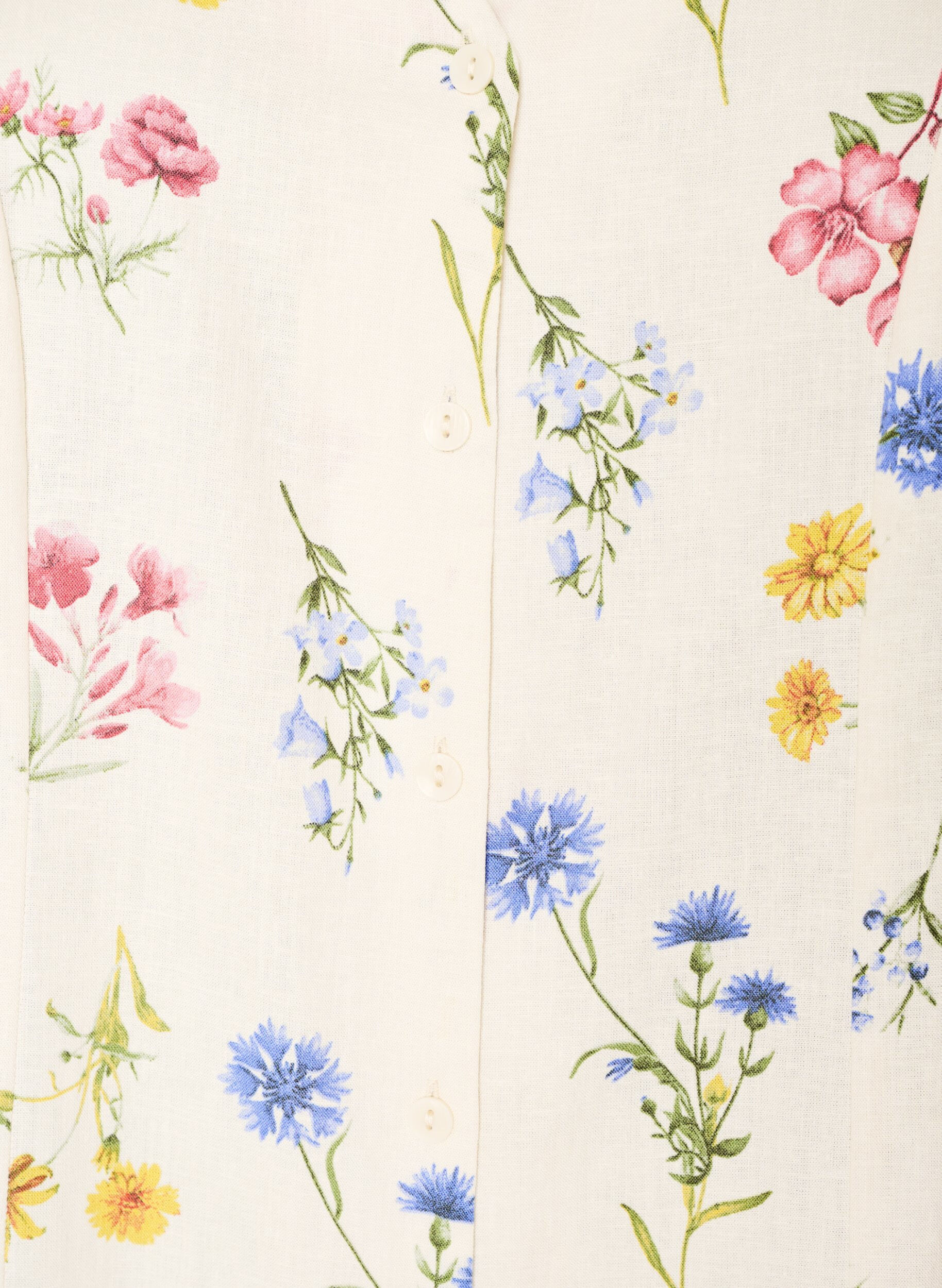 Zizzifashion Midi dress in linen and viscose with ruffle sleeves, Beige, Packshot image number 2