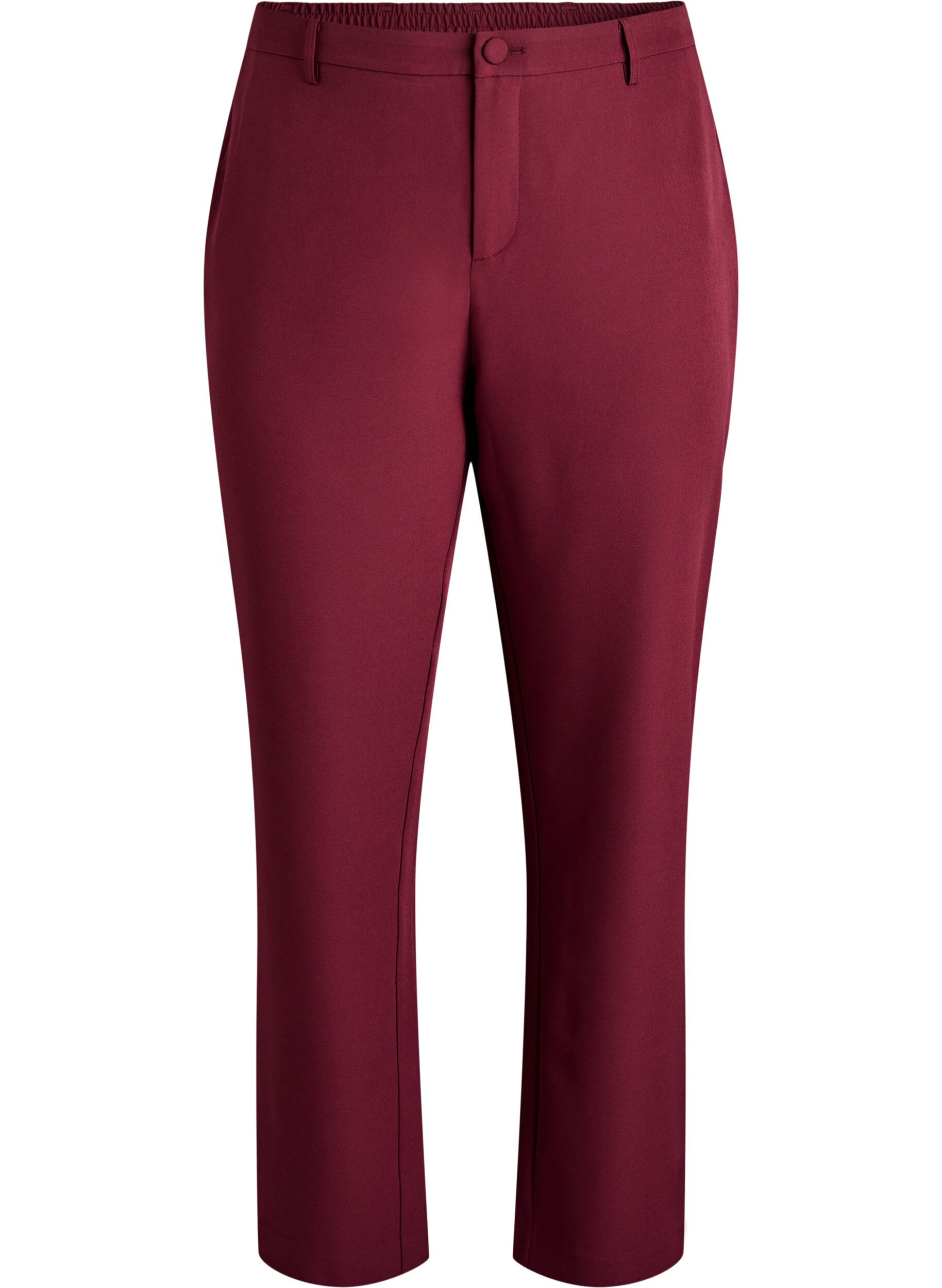 Trousers with pockets and straight legs