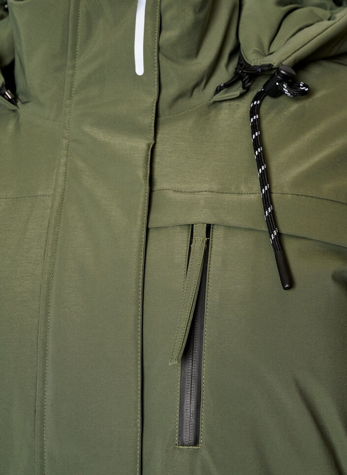 Water-repellent parka with a hood and functional details, Green, Packshot image number 2
