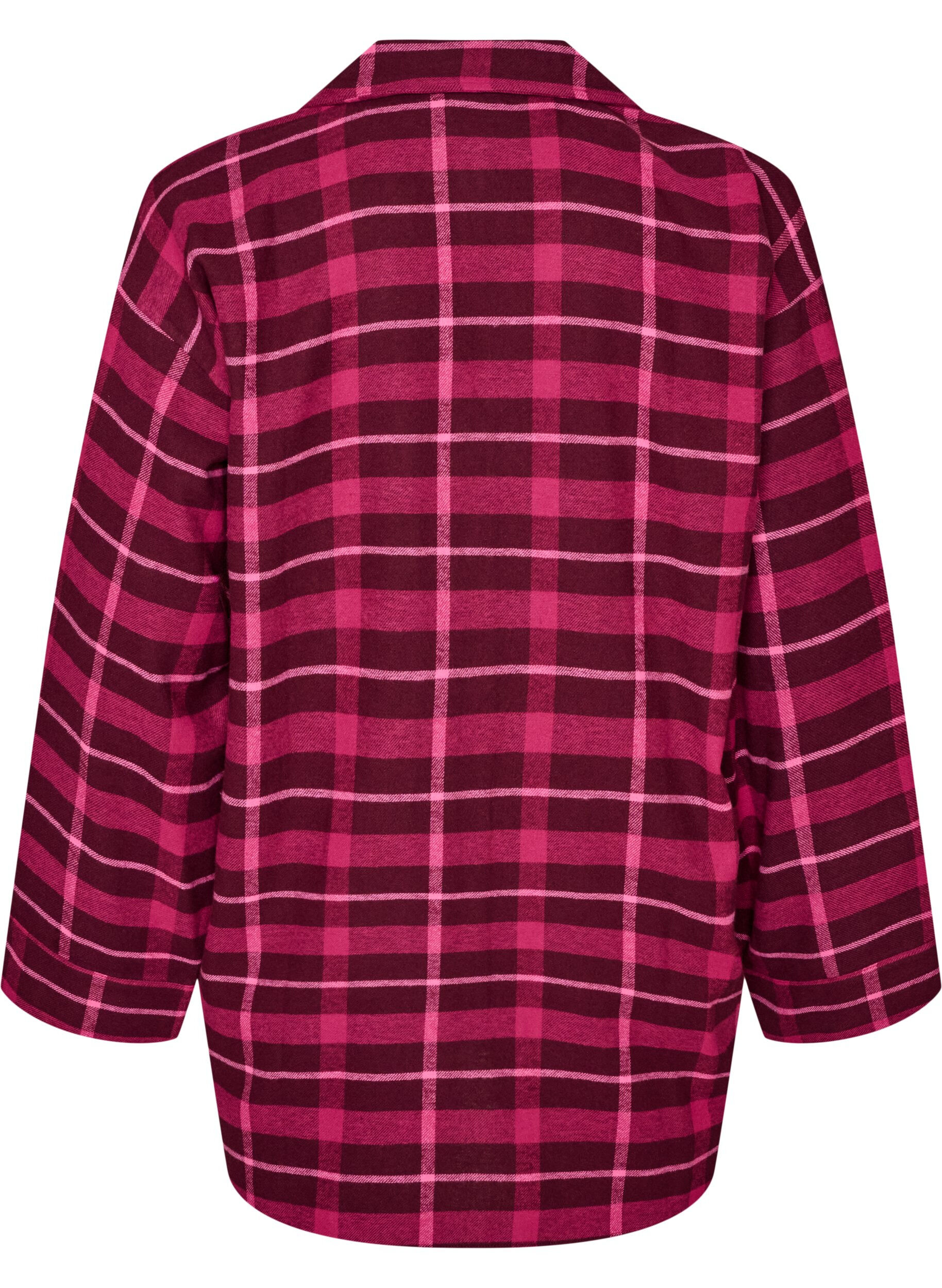 ZizzifashionChecked cotton pyjama shirt with long sleeves, Red, Packshot image number 1