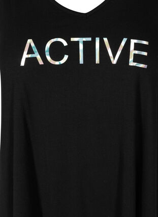 Exercise top with an a-line and print, Black Holo, Packshot image number 2
