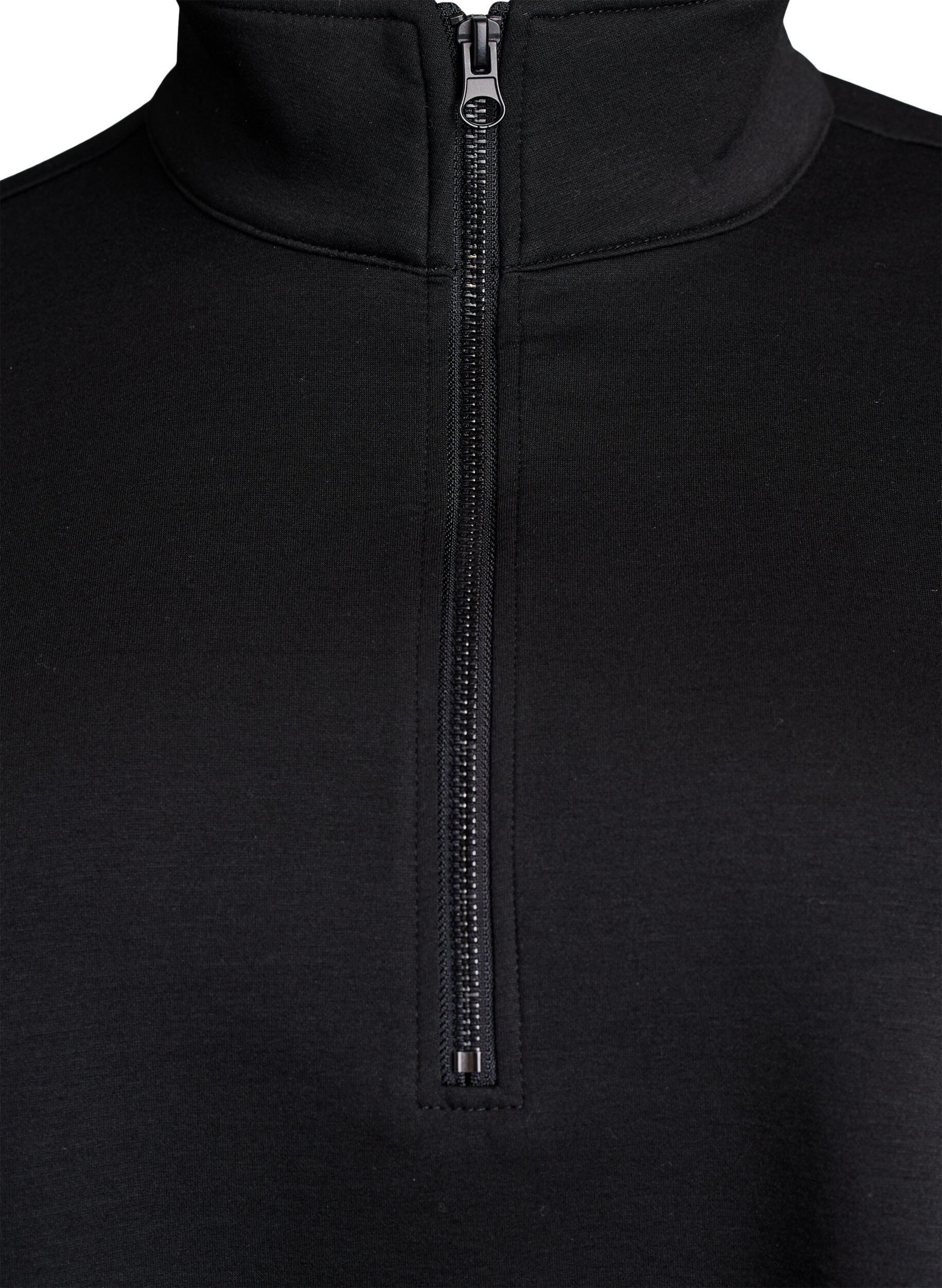 Zizzifashion Short-sleeved sweatshirt with a high collar, Black, Packshot image number 2