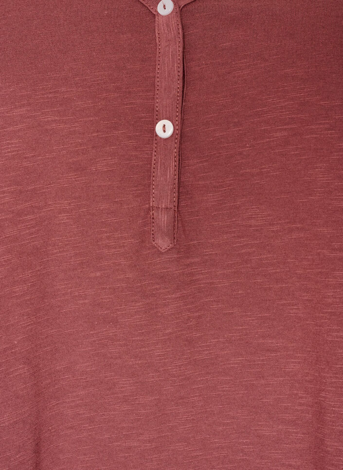 Long-sleeved t-shirt with V-neck and buttons, Brown, Packshot image number 2