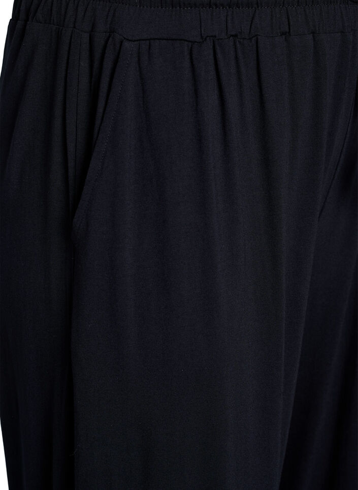 Loose night trousers in viscose jersey with pockets, Black, Packshot image number 2