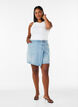 Denim skorts with a wrap-over effect and high waist, Light Blue, Model image number 1
