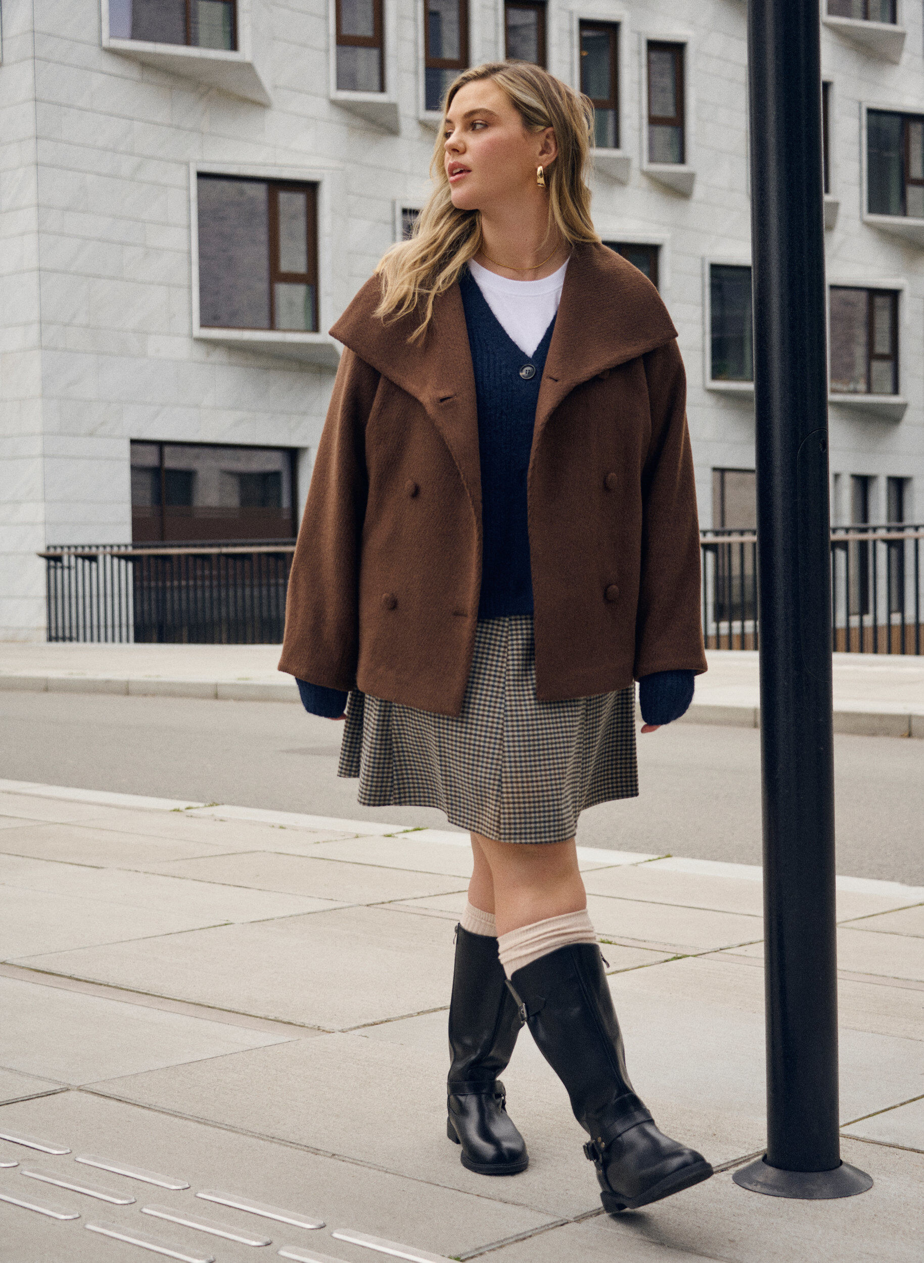 ZizzifashionShort A-line skirt, Brown, Image image number 0