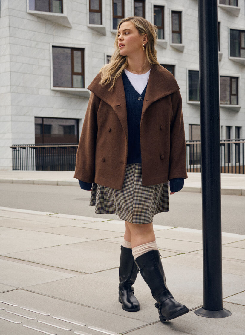 Short A-line skirt, Brown, Image image number 0