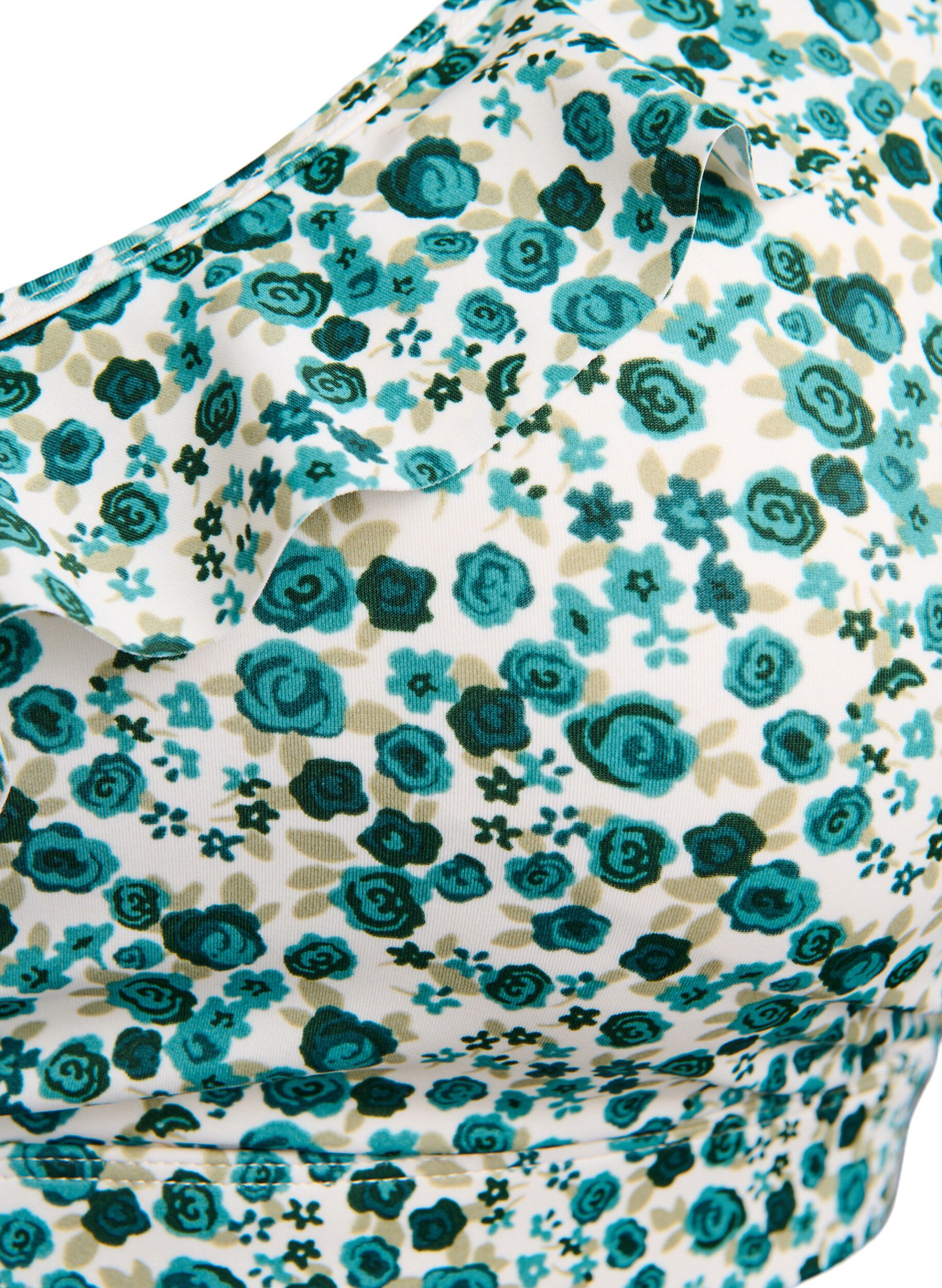 ZizzifashionFloral bikini top with ruffle details, Green, Packshot image number 2