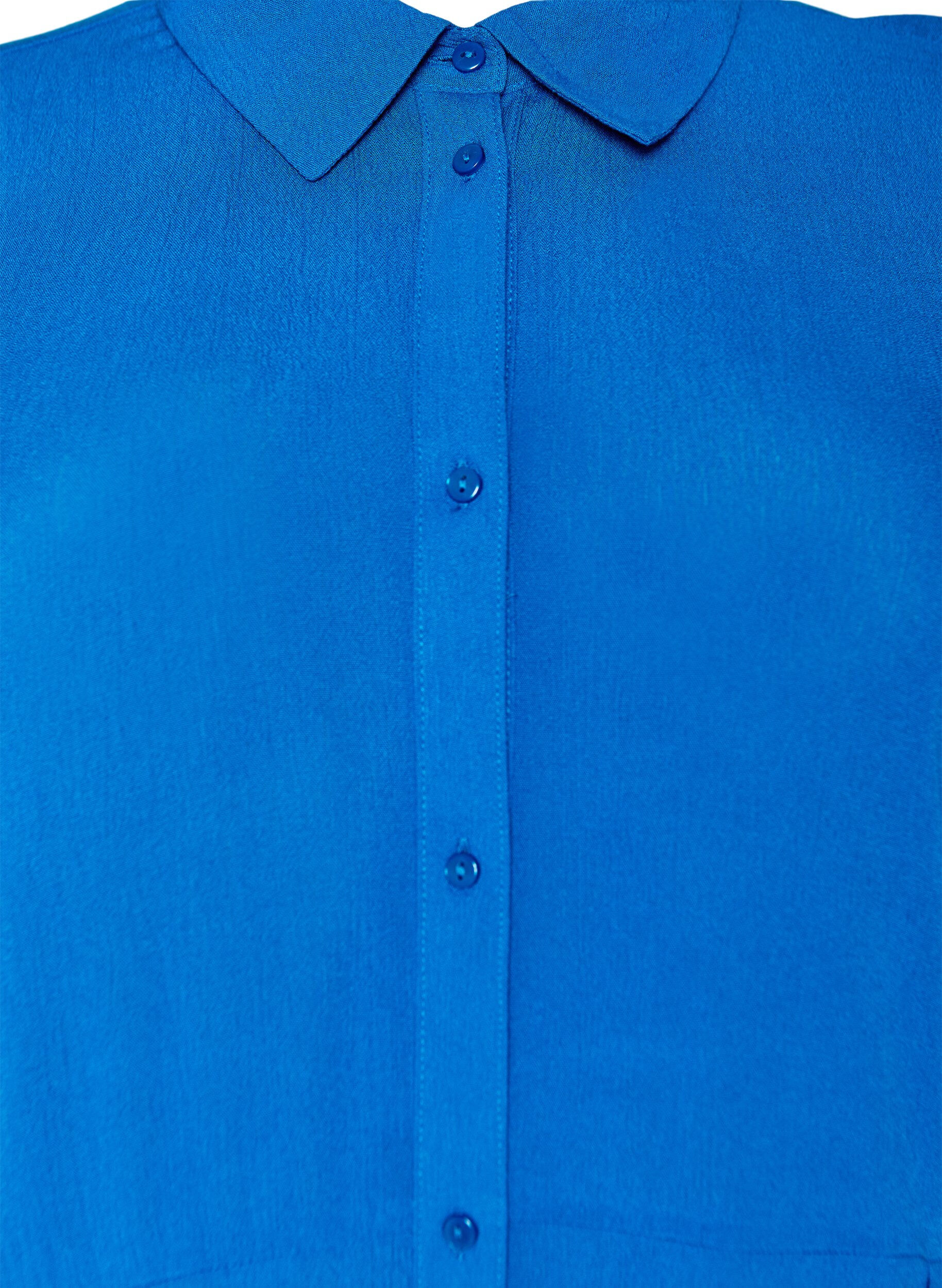Zizzifashion Midi shirt dress with short sleeves, Blue, Packshot image number 2
