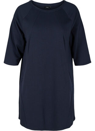 Sweater dress with 3/4-length sleeves and pockets, Night Sky, Packshot image number 0
