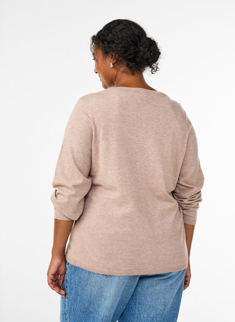 Cardigan with round buttons, Beige, Model image number 2