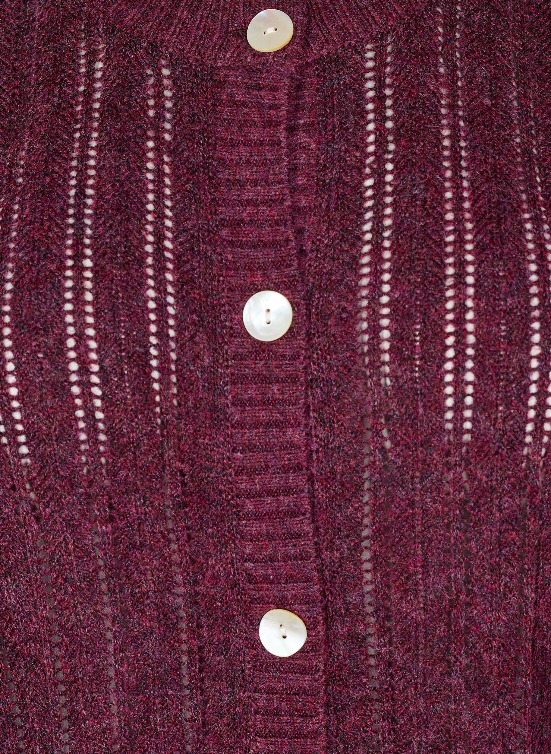 ZizzifashionKnitted cardigan with openwork pattern, Dark Bordeaux, Packshot image number 2