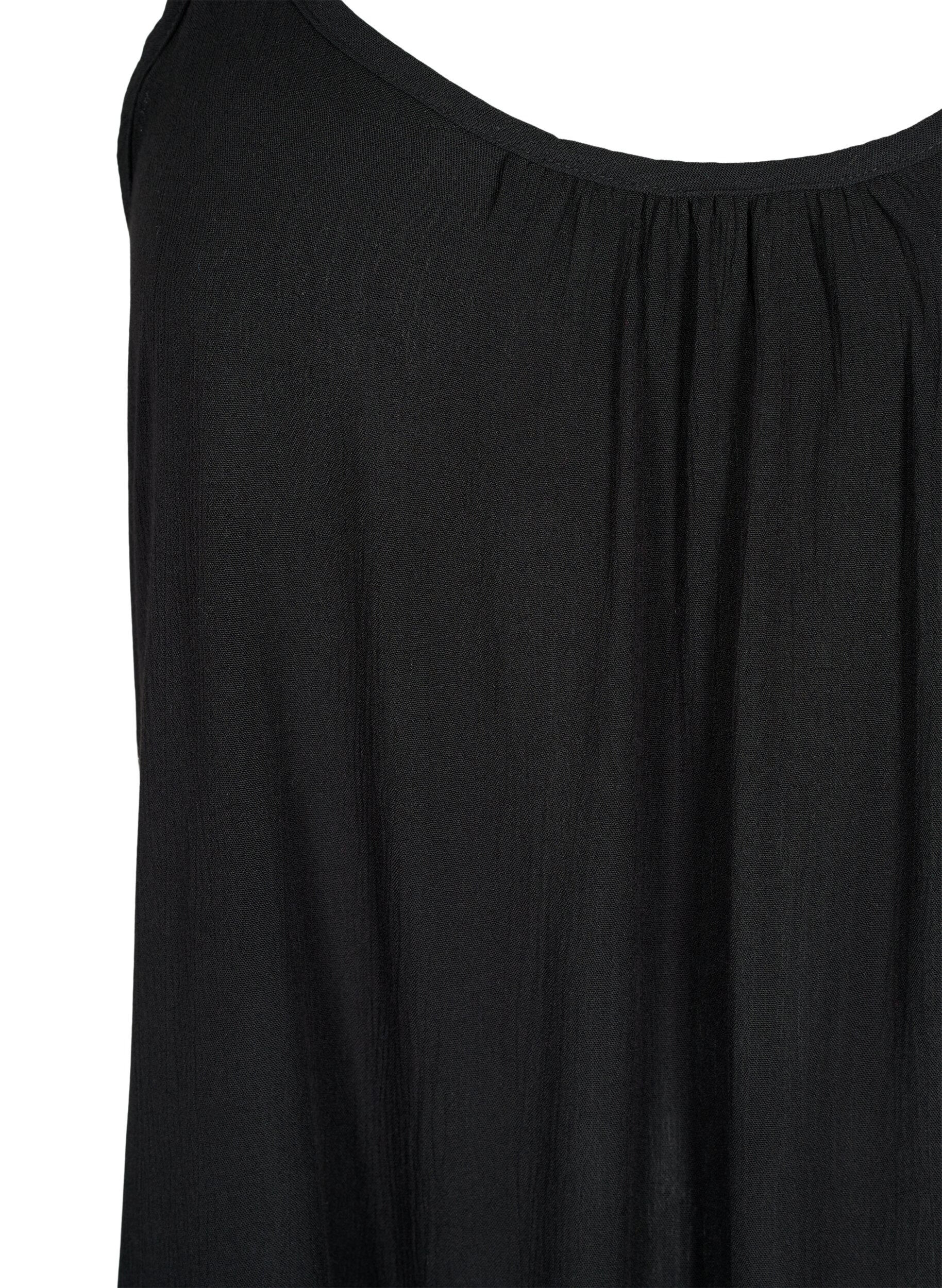 Zizzifashion Solid colour strap dress in viscose, Black, Packshot image number 2