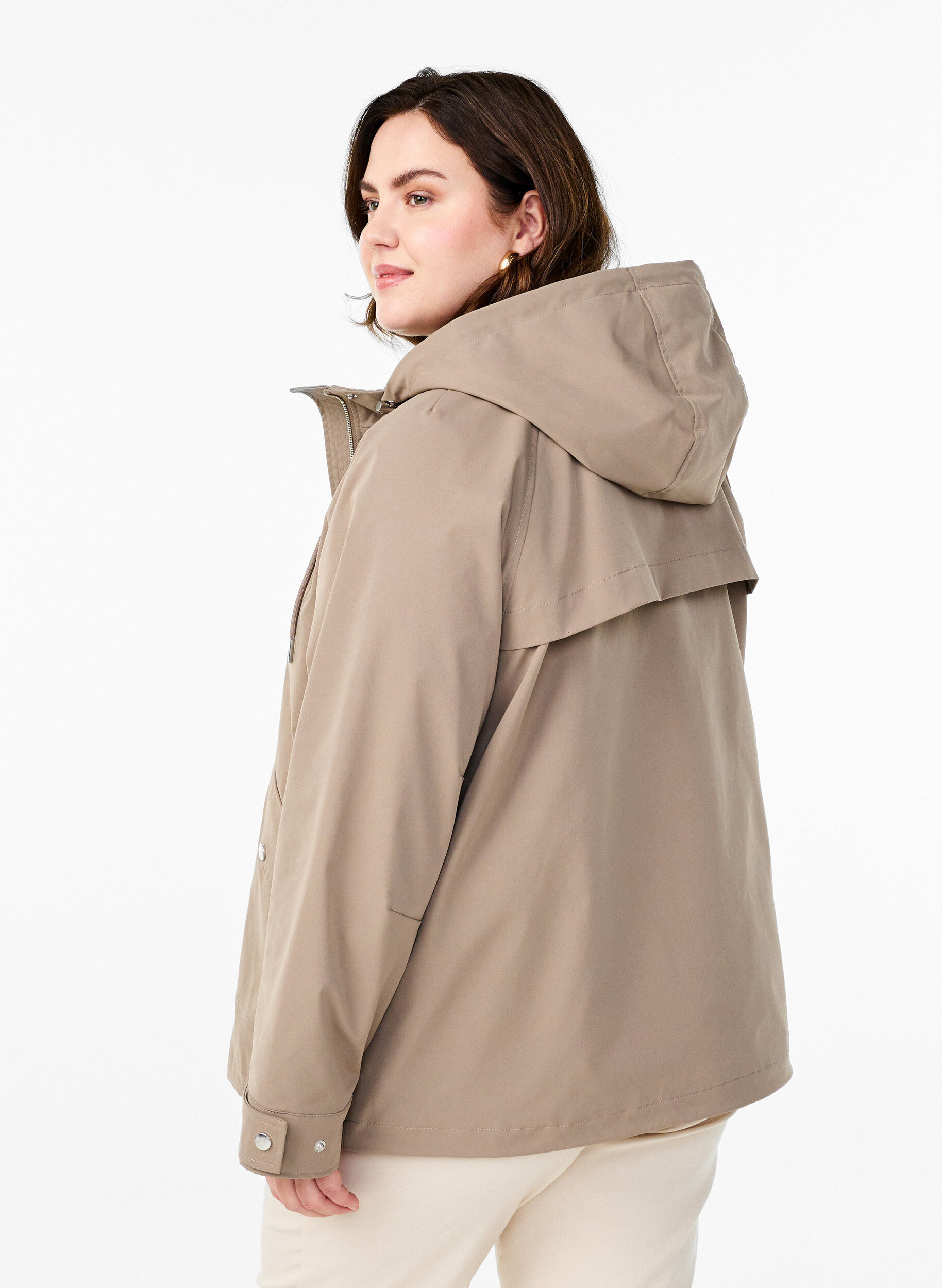 Zizzifashion Short spring jacket with a detachable hood, Beige, Model image number 2
