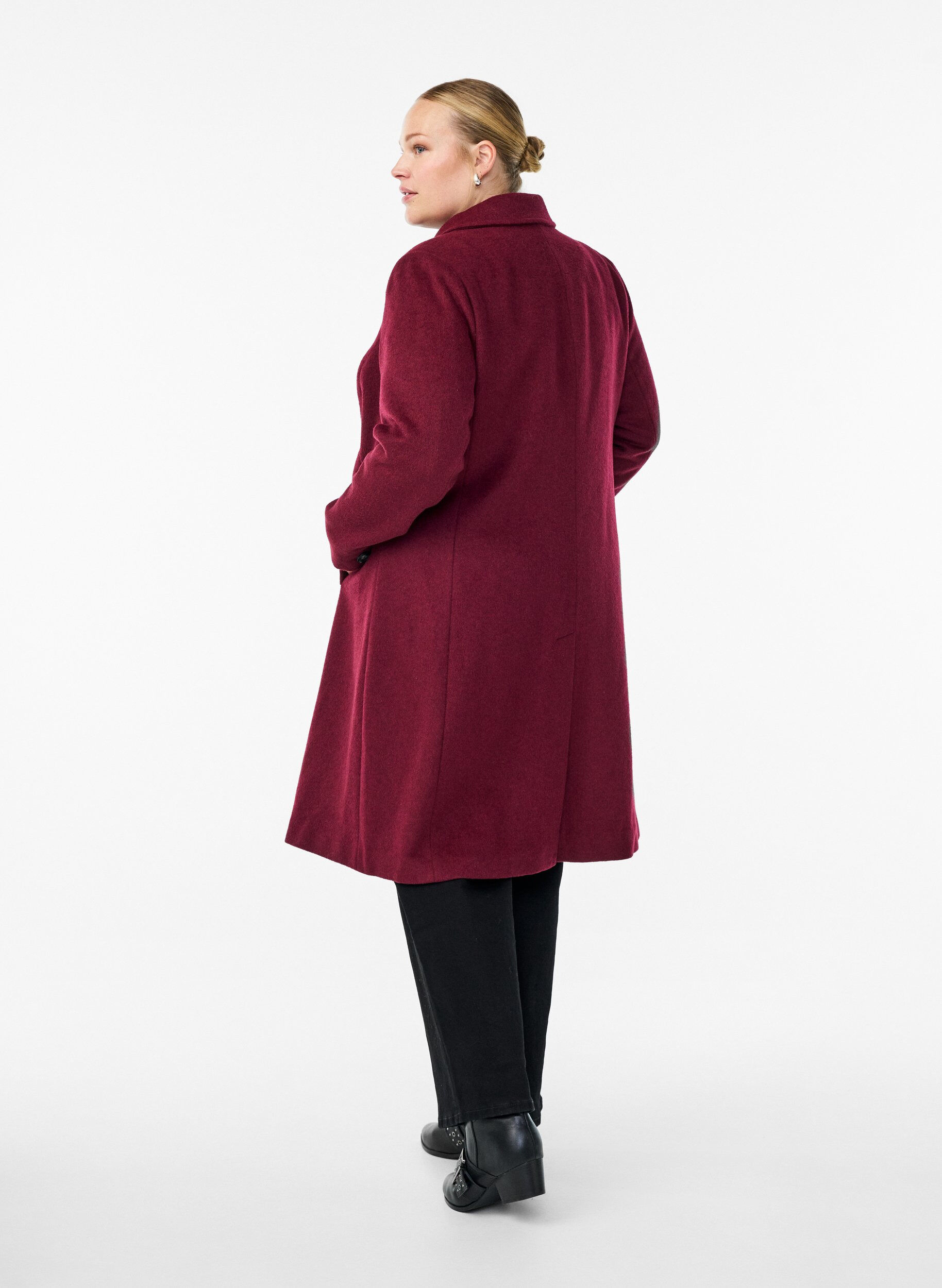 Zizzifashion Wool-blend coat with double-breasted buttons, Red, Model image number 2