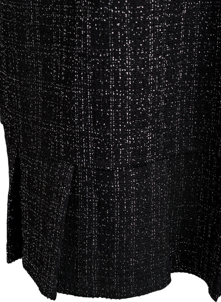 Short boucl&eacute; dress with decorative buttons, Black, Packshot image number 3