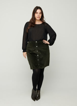 Short velvet skirt, Green, Model image number 2