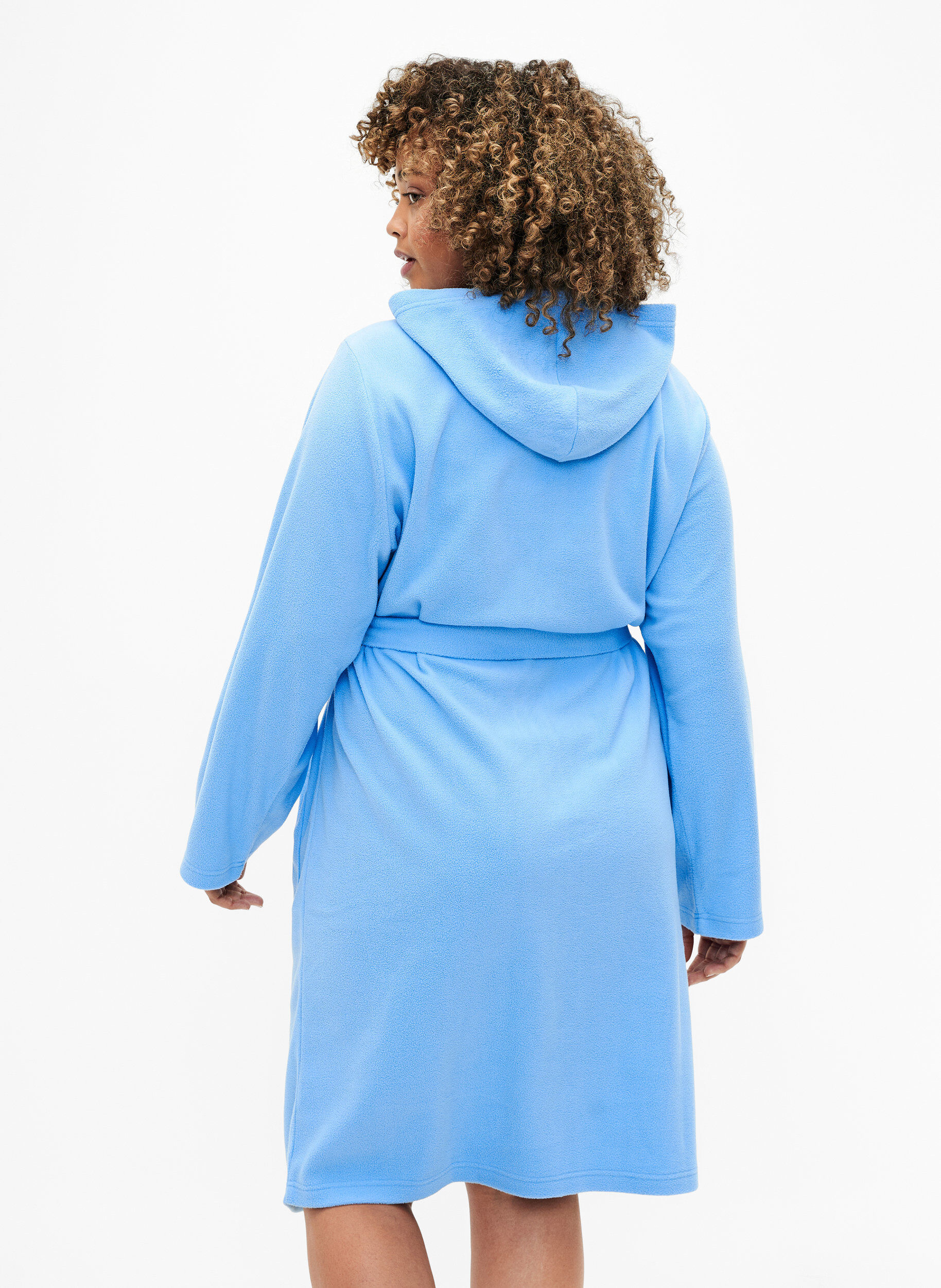 Zizzifashion Morning robe with zipper and hood, Light Blue, Model image number 2