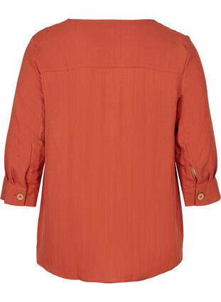 Viscose blouse with buttons and v-neck, Burnt Brick, Packshot image number 1