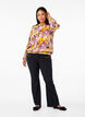 Smock blouse with floral print, Purple Flower, Model image number 2